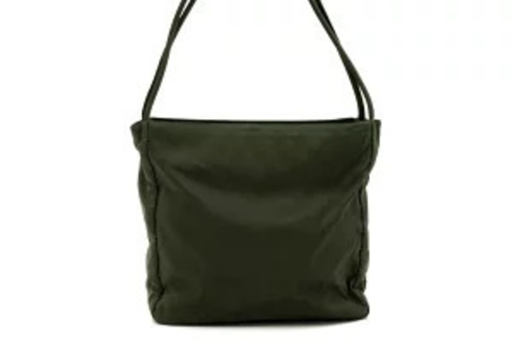 Prada Tote Triangle Plate Square Tessuto Shoulder Bag Green